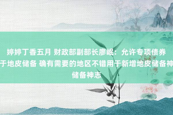 婷婷丁香五月 财政部副部长廖岷：允许专项债券用于地皮储备 确有需要的地区不错用于新增地皮储备神志